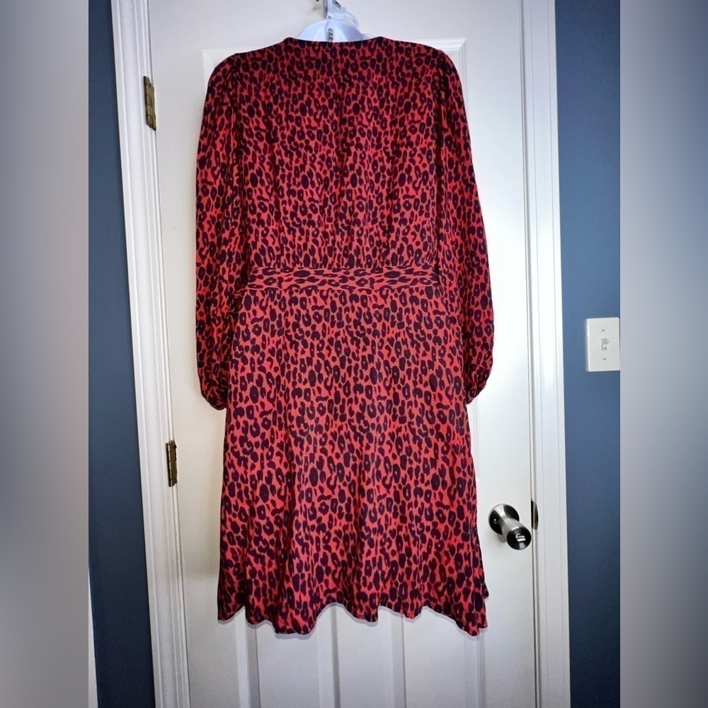 NWT IRO Women’s FR 40 L Red Animal Print Boina Wrap Mini Dress US 8 Long Sleeve - Picture 10 of 16